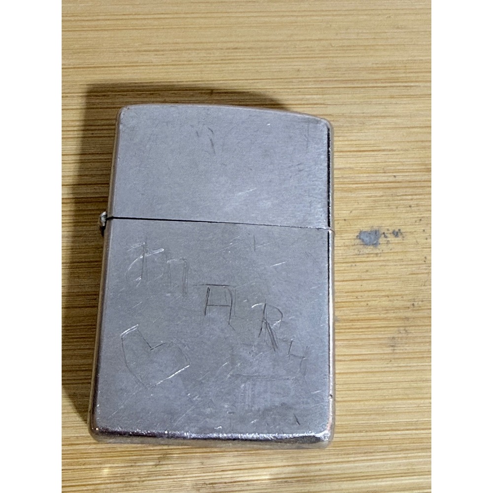 Vintage 1950s Zippo Lighter Pat 2517191 Brushed Chrome Hand Engraved Mary Heart